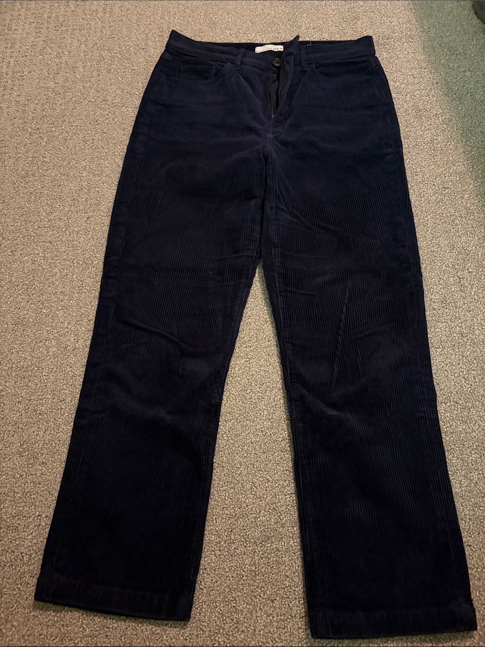 LOFT Navy Corduroy Straight-Leg Pants